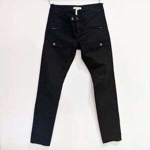 BCBG Black Skinny Cargo Pants Womens Size 6 Zipper Ankles Soft Fabric